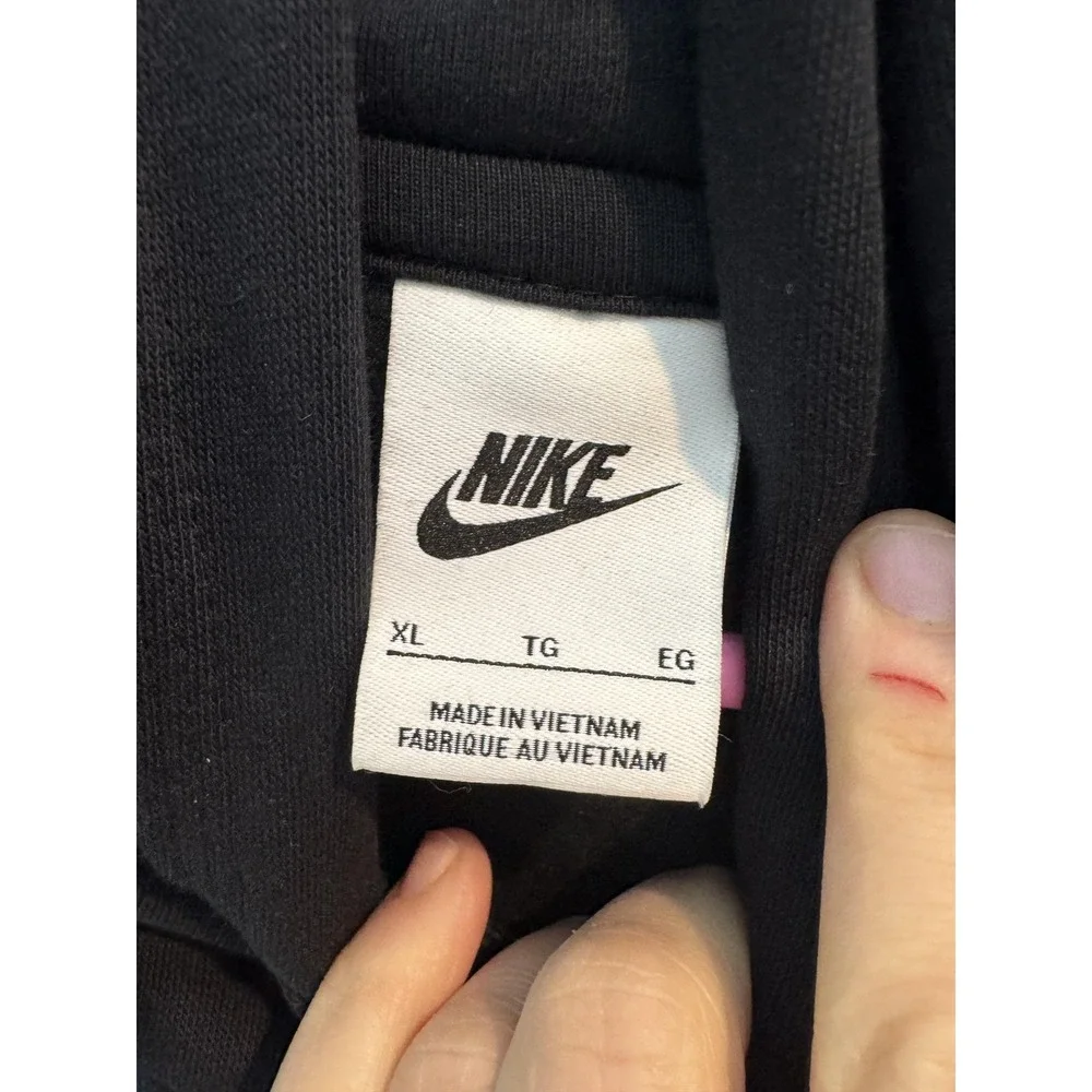 Nike Hoodie Youth XL‎ Black All Over Logo Swoosh Fleece Pullover Sweatshirt